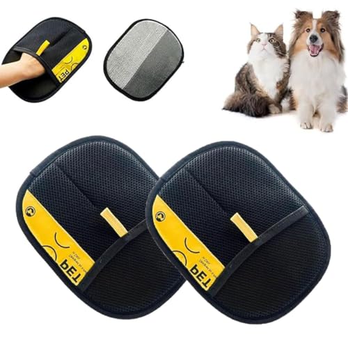 2 Stück Pet Hair Removal Glove,Pet Hair Remover Electrostatic Gloves,Fellpflegehandschuh,Doppelseitige Schönheitshandschuhe für Haustiere,Elektrostatische Haarentfernungshandschuhe für Hunde Katzen von GUSHE