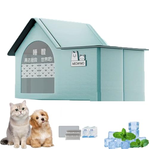 Cool & Cozy Kühlhaus, Kühlende Hundehütte, Abkühlung für Katzen im Sommer, Faltbares Kühlzelt für Haustiere Mit 10 Ice Packs, Wasserdichter Klimatisiertes Katzenhaus für Drinnen Und Draußen (Blau, 1) Cool & Cozy Kühlhaus, Kühlende Hundehütte, Abkühlung für Katzen im Sommer, Faltbares Kühlzelt für Haustiere Mit 10 Ice Packs, Wasserdichter Klimatisiertes Katzenhaus für Drinnen Und Draußen (Blau, 1) von GUSHE