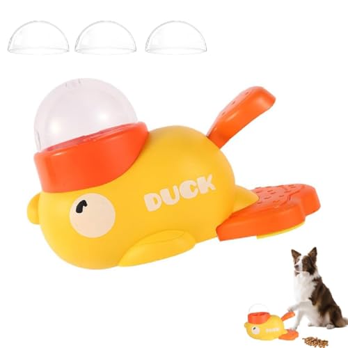 Cat Slot Machine Treat Dispenser,Ente Futterspender,2-in-1 Entenform Interaktive Futterspender,Slow Feeder Hund Intelligenzspielzeug,Automatischer Futterspender für Katzen und Kleinhunde (Gelb) von GUSHE