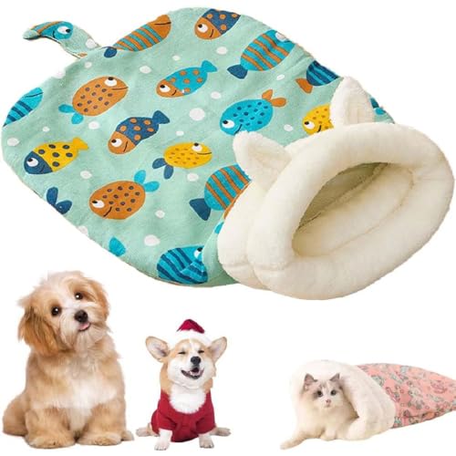 Cozy Pet Nest for Cats and Dogs,Thrivenget Cozy Pet Nest,Katzenschlafsack,Weich Kuscheliges Warm katzenbett,Katzen Kuschelhöhle Aus Fleece,Gemütliches Haustiernest für kleine Katzen und Hundes (D) von GUSHE