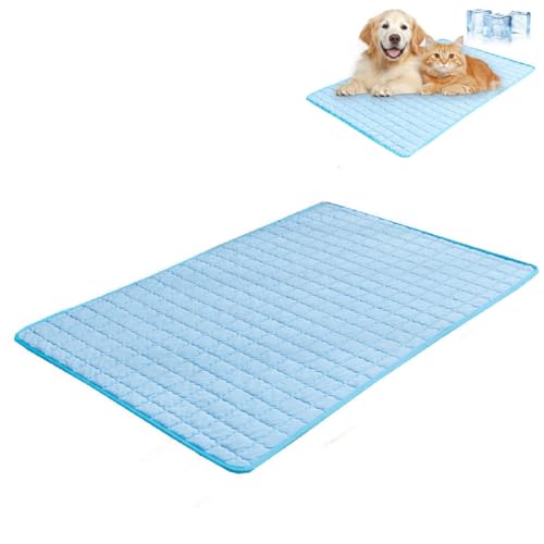 Kühlmatte für den Sommer, Kühlmatte für Hunde, Selbstkühlende Hundematte, Gel-freie Haustier-Kühlmatte, Rutschfeste Hundematte Faltbare, Waschbar Eissilk Hunde Kühldecke für Zuhause, Auto (70*50CM) von GUSHE