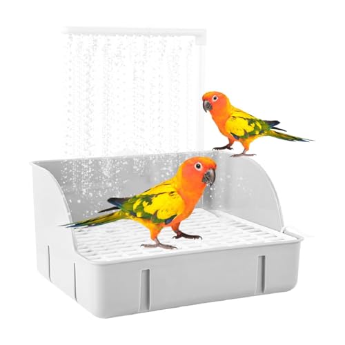 GUSHE Indoor Bird Bath, Vogel Badewanne, Wellensittich Badewanne Mit Dusche, Papageiendusche Mit Automatischer Wasserzirkulation, USB Elektrisch Badewanne für Vogel, kleine mittelgroße Sittiche von GUSHE