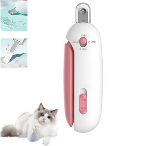 GUSHE Katzennagelknipser mit Verstellbarer Blende, Krallenzange für Hunde und Katzen, Edelstahl Katzennagelschneider, Katzen Krallenschneider, Krallenschere Katzen mit Nagelfeile und Schutz (Rosa) von GUSHE