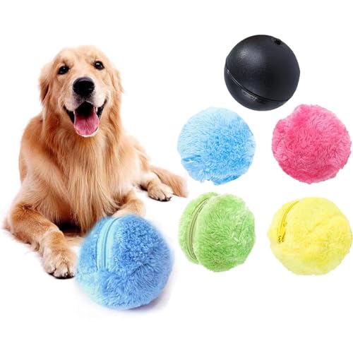 GUSHE Rectionrae Active Rolling Ball, Aktiver Rollball für Hunde, Rollball-Hundespielzeug, Selbstrollender Ball Hund mit 4 Stück bunter Plüschdecke, Intelligentes Spielzeug für Hunde und Katzen GUSHE Rectionrae Active Rolling Ball, Aktiver Rollball für Hunde, Rollball-Hundespielzeug, Selbstrollender Ball Hund mit 4 Stück bunter Plüschdecke, Intelligentes Spielzeug für Hunde und Katzen von GUSHE