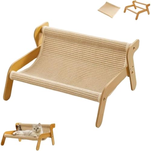 GUSHE The Claw Lounge, Cat Sisal Chair, Katzen Sisal Liegestuhl, Verstellbarer Katzen Sisal Loungesessel, Abnehmbar Mit Sisal Pad, 2-in-1-Kratzmatte Kühlmatte für drinnen und draußen Kätzchen (A) von GUSHE