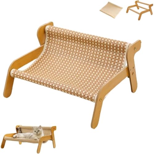 GUSHE The Claw Lounge, Cat Sisal Chair, Katzen Sisal Liegestuhl, Verstellbarer Katzen Sisal Loungesessel, Abnehmbar Mit Sisal Pad, 2-in-1-Kratzmatte Kühlmatte für drinnen und draußen Kätzchen (B) von GUSHE