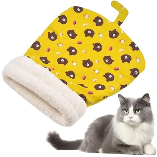 Gemütliches Haustiernest für kleine Katzen und Hunde,Katzen Schlafsack Winter,Halbgeschlossener Katzenschlafsack,selbstwärmendes Katzennestbett,Bequemes Haustierhöhlenbett,Für Katzen Hunde (Gelb) Gemütliches Haustiernest für kleine Katzen und Hunde,Katzen Schlafsack Winter,Halbgeschlossener Katzenschlafsack,selbstwärmendes Katzennestbett,Bequemes Haustierhöhlenbett,Für Katzen Hunde (Gelb) von GUSHE