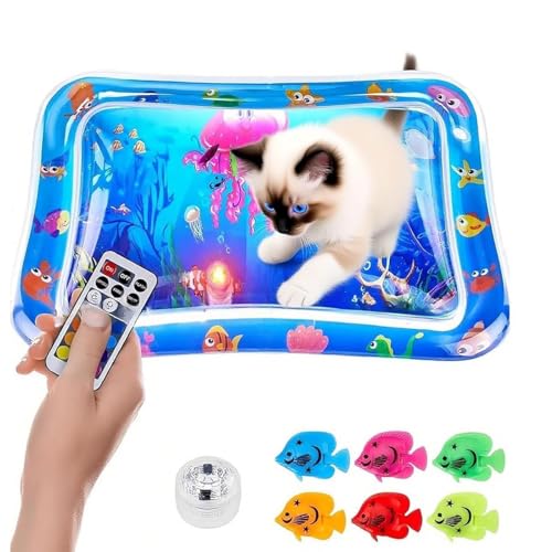 Glow Pad for Cats, Glowpad für Katzen, Mehrfarbig beleuchtete Katzen-Wassermatte mit Fischen, Katzenwassermatte Kratzfest, Wassersensorische Spielmatte, Interaktive Wasserspielmatte für Haustiere Glow Pad for Cats, Glowpad für Katzen, Mehrfarbig beleuchtete Katzen-Wassermatte mit Fischen, Katzenwassermatte Kratzfest, Wassersensorische Spielmatte, Interaktive Wasserspielmatte für Haustiere von GUSHE