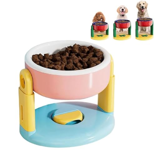 Liftable Suction Cup Pet Bowl, Erhöhter Saugnapf Hundenapf, Erhöhter Wasser- und Futternapf für Katze Hund, rutschfest Hundenapf, Höhenverstellbar Futternapf für Kleine Mittlere Große Hunde (Rosa) von GUSHE