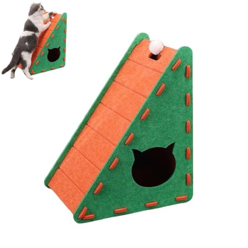 Mellowkin Cat Scratcher Felt, Mellowkin Cat Scratcher, 2-in-1-Filz Katzenhöhle mit Katzenkratzbrett, Dreieckig & L Förmige Kratzpappe für Katzen, Abnehmbares Katzenhaus für Wand und Ecke (C) von GUSHE