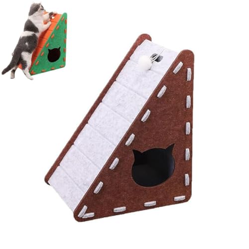 Mellowkin Cat Scratcher Felt, Mellowkin Cat Scratcher, 2-in-1-Filz Katzenhöhle mit Katzenkratzbrett, Dreieckig & L Förmige Kratzpappe für Katzen, Abnehmbares Katzenhaus für Wand und Ecke (D) von GUSHE