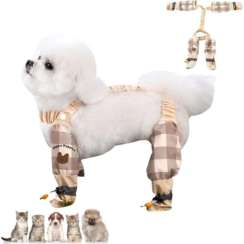 Pet Anti Dust Pants, Anti-Staub-Hose für Haustiere, wasserdichte Regenstiefel für Hunde mit Verstellbare Hosenträgern und Anti-Rutsch Haustierpfotenschutz für kleine, mittelgroße Hundes (A, S) von GUSHE