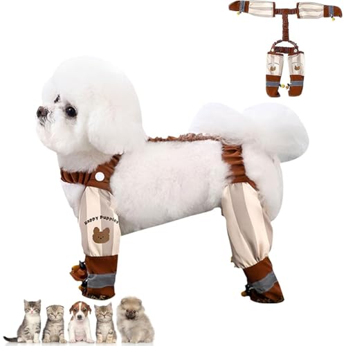 Pet Anti Dust Pants, Anti-Staub-Hose für Haustiere, wasserdichte Regenstiefel für Hunde mit Verstellbare Hosenträgern und Anti-Rutsch Haustierpfotenschutz für kleine, mittelgroße Hundes (B, XL) von GUSHE