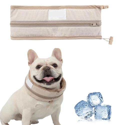 Petzymart Cool Loop,Petzymart Coolloop, Kühlhalsband für Hunde mit Eispacks, Hunde halstücher Kühlend, Kühlendes Hundehalsband, Hunden Abkühlung für kleine und mittlere Hunden im Sommer (Braun, L) von GUSHE