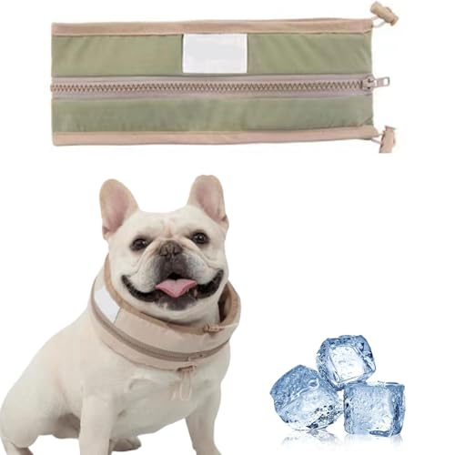 Petzymart Cool Loop,Petzymart Coolloop, Kühlhalsband für Hunde mit Eispacks, Hunde halstücher Kühlend, Kühlendes Hundehalsband, Hunden Abkühlung für kleine und mittlere Hunden im Sommer (Grün, L) von GUSHE
