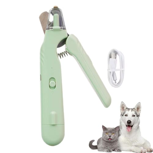 Pupnourish Nail Trimmer, The Safetrim by Pupnourish, Haustier Nagelknipser mit LED-Licht, 2 in 1 Hunde Nagelschere und Krallenschleifer, USB Aufladbare Nageltrimmer für Hunde und Katzen (Grün) von GUSHE