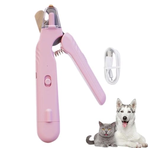 GUSHE Pupnourish Nail Trimmer, The Safetrim by Pupnourish, Haustier Nagelknipser mit LED-Licht, 2 in 1 Hunde Nagelschere und Krallenschleifer, USB Aufladbare Nageltrimmer für Hunde und Katzen (Rosa) von GUSHE
