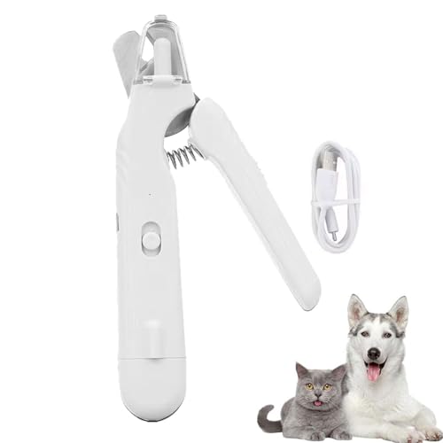 GUSHE Pupnourish Nail Trimmer, The Safetrim by Pupnourish, Haustier Nagelknipser mit LED-Licht, 2 in 1 Hunde Nagelschere und Krallenschleifer, USB Aufladbare Nageltrimmer für Hunde und Katzen (Weiß) von GUSHE