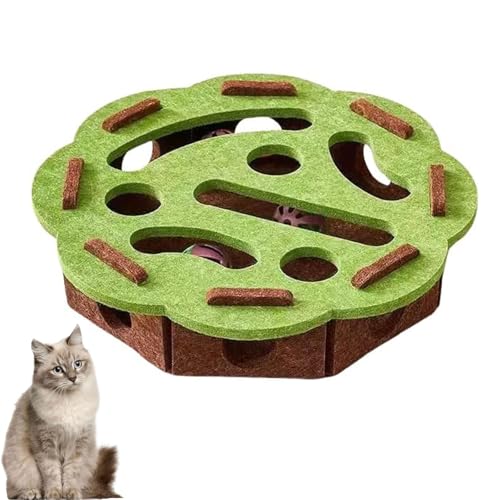 Purrplay Puzzle - Interactive Cat Puzzle Box Toy, Interaktives Katzenspielzeug mit 3 Bällen, Interactives Katzen-Puzzle Box, Intelligenzspielzeug für Katzen, Jagdspielzeug für Kätzchen (Grün-B) von GUSHE