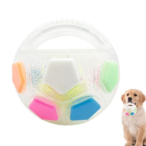 The Mellow Dog Calming Ball, Hundeball mit Handle, Interaktives Hundespielzeug, Haltbares Hundespielzeug mit Quietscher, Hundefußball Spielzeug für Mittlere Große Hunde, Indoor & Outdoor (Weiß) von GUSHE