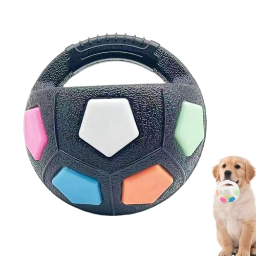 The Mellow Dog Calming Ball, Hundeball mit Handle, Interaktives Hundespielzeug, Haltbares Hundespielzeug mit Quietscher, Hundefußball Spielzeug für Mittlere Große Hunde, Indoor & Outdoor (Schwarz) von GUSHE