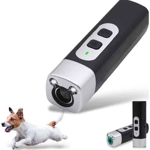 The Silent-Guard Pro,Bark Button,The Silentguard Pro Ultrasonic Dog Repeller & Trainer,Ultraschall Hundegebell mit 3 Einstellbaren Frequenzen Taschenlampe,wasserdicht Antibell Gerät Hunde (Schwarz) von GUSHE