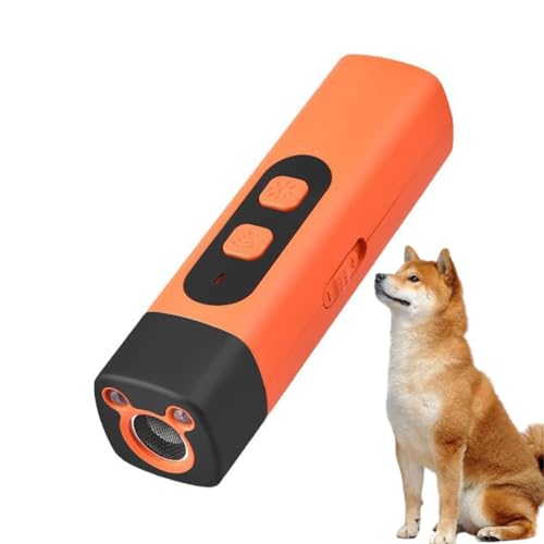 Ultrasonic Dog Repeller, Anti Bell Gerät für Hunde, Antibell Ultraschall Gerät mit Taschenlampe, Tragbar Stopp Hundebellen, Wiederaufladbares Anti Bellen Gerät für Kleine Mittel Große Hunde von GUSHE
