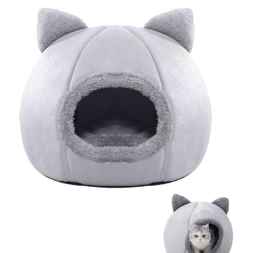 Vogueinstore Deep Sleep Comfort Cat Bed, Tiefschlaf Komfort-Katzenbett, Katzenbett Höhle, Katzenhaus Indoor, Gemütliches Hundehaus, Katzenhöhlen mit Abnehmbaren und Waschbaren Kissen (Gray, M) von GUSHE