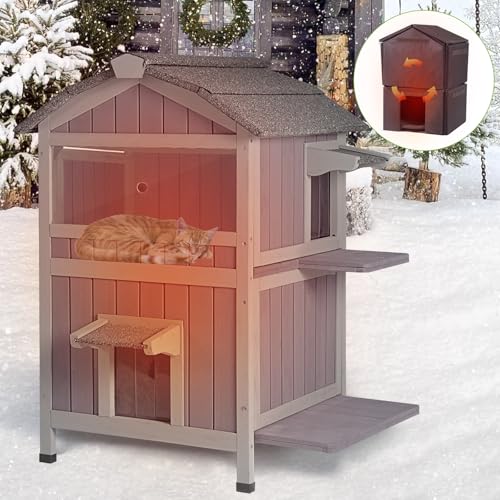 Gutinneen Katzenhaus für Outdoor-Katzen mit isoliertem Futter für den Winter, wasserdicht, Wildkatzen-Unterschlupf, 2 Schichten Gutinneen Katzenhaus für Outdoor-Katzen mit isoliertem Futter für den Winter, wasserdicht, Wildkatzen-Unterschlupf, 2 Schichten von GUTINNEEN