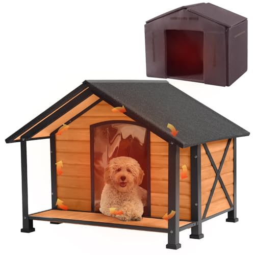 Outdoor Hundehütte Isolierte Große Hundehütte mit Futter für den Winter, beheizte Hundehütte 100% isoliert & rundum Eisenrahmen Outdoor Hundehütte Isolierte Große Hundehütte mit Futter für den Winter, beheizte Hundehütte 100% isoliert & rundum Eisenrahmen von GUTINNEEN