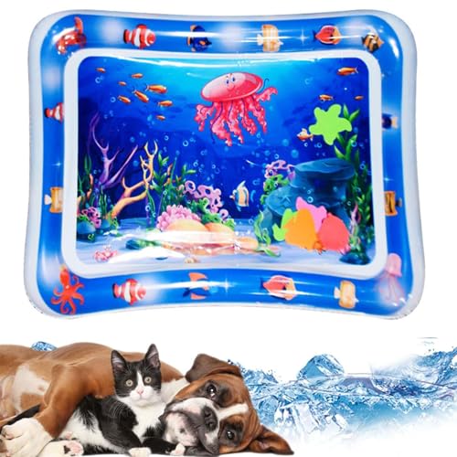 GUUIESMU Sensorische Wassermatte Katze,Wassermatte Für Katzen,Wasserspielmatte Katze,Aqua Matte Katze,Katzen Wassermatte,Water Sensor Play Mat Cat,cat Water Mat,Katzen-Spielzeug, Spielmatte (B) von GUUIESMU