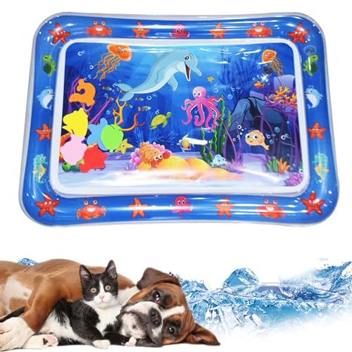 GUUIESMU Sensorische Wassermatte Katze,Wassermatte Für Katzen,Wasserspielmatte Katze,Aqua Matte Katze,Katzen Wassermatte,Water Sensor Play Mat Cat,cat Water Mat,Katzen-Spielzeug, Spielmatte (D) von GUUIESMU