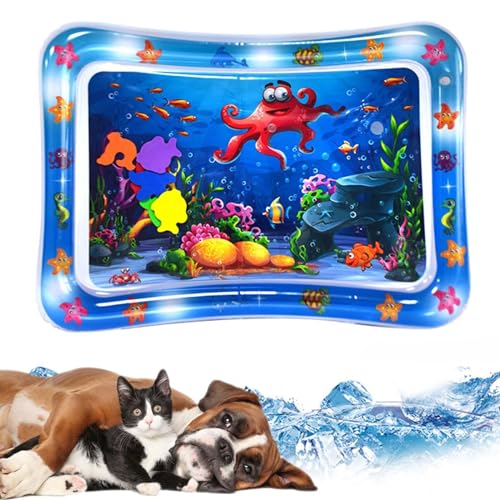 GUUIESMU Sensorische Wassermatte Katze,Wassermatte Für Katzen,Wasserspielmatte Katze,Aqua Matte Katze,Katzen Wassermatte,Water Sensor Play Mat Cat,cat Water Mat,Katzen-Spielzeug, Spielmatte (E) von GUUIESMU