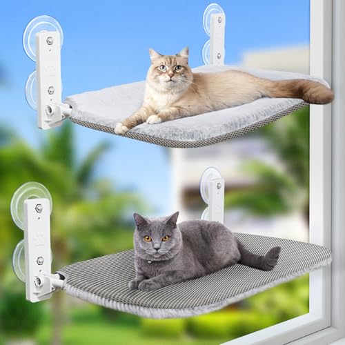 GUUSII HOME 2PCS Katzen Fensterliege Hängematte Fenster Katzenbett Fensterbank Katzenliege Faltbare Fensterplätze Kabelloses Katzenhängebett mit Starken Saugnäpfen 52 * 30cm Hält 25kg (Hellgrau,M) GUUSII HOME 2PCS Katzen Fensterliege Hängematte Fenster Katzenbett Fensterbank Katzenliege Faltbare Fensterplätze Kabelloses Katzenhängebett mit Starken Saugnäpfen 52 * 30cm Hält 25kg (Hellgrau,M) von GUUSII HOME