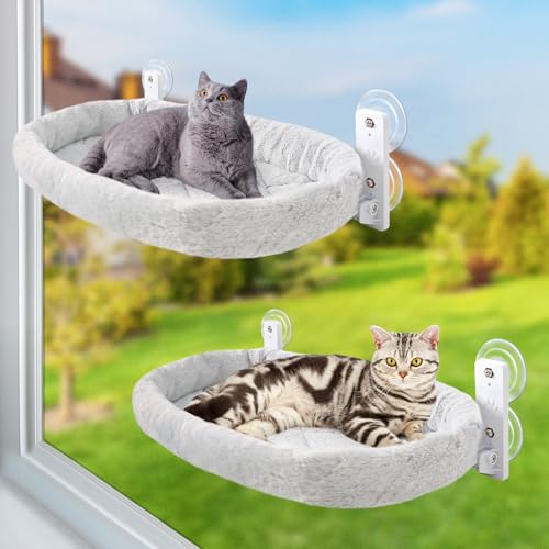 GUUSII HOME 2PCS Katzen Fensterliege Hängematte Katzenbett Fenster Fensterliegeplatz Faltbare Katzenhängematte Fensterbank Katze Fensterhängematte Katzenliege Katzenhängebett 53*30cm Hält 18kg (Grau) GUUSII HOME 2PCS Katzen Fensterliege Hängematte Katzenbett Fenster Fensterliegeplatz Faltbare Katzenhängematte Fensterbank Katze Fensterhängematte Katzenliege Katzenhängebett 53*30cm Hält 18kg (Grau) von GUUSII HOME