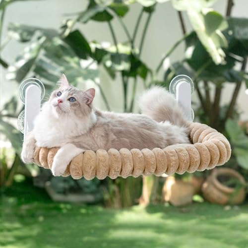 GUUSII HOME Katzen Fensterliege Faltbar Katzenbett Fenster Fensterbank Katze Hängematte mit Wendebezug & Saugnäpfen Fensterbrettauflage Fensterliegeplatz Bis zu 18kg Fensterscheibe (Helles Kamel, M) GUUSII HOME Katzen Fensterliege Faltbar Katzenbett Fenster Fensterbank Katze Hängematte mit Wendebezug & Saugnäpfen Fensterbrettauflage Fensterliegeplatz Bis zu 18kg Fensterscheibe (Helles Kamel, M) von GUUSII HOME