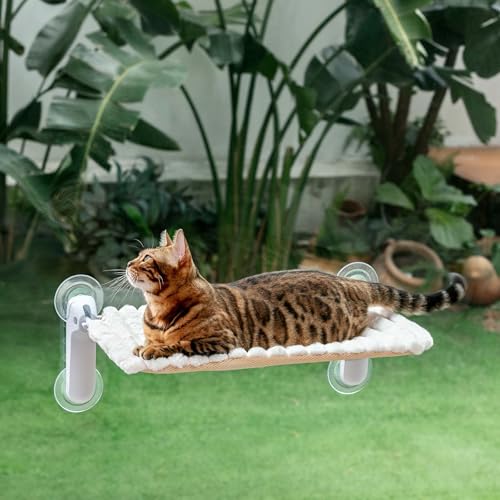 GUUSII HOME Katzen Fensterliege Faltbar Katzenbett Fenster Saugnäpfen Fensterbank Fensterbrettauflage für 2 Katze Hängematte Fensterscheibe Einfach zu Montieren Maschinenwaschbar 54 * 30cm (Weiß, M) GUUSII HOME Katzen Fensterliege Faltbar Katzenbett Fenster Saugnäpfen Fensterbank Fensterbrettauflage für 2 Katze Hängematte Fensterscheibe Einfach zu Montieren Maschinenwaschbar 54 * 30cm (Weiß, M) von GUUSII HOME