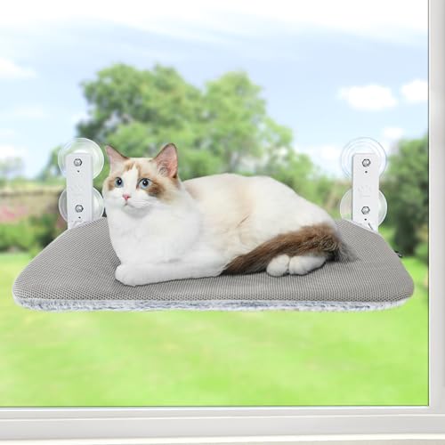 GUUSII HOME Katzen Hängematte Fensterliege Fenster Katzenbett Katzenhängematte Klappbar Fensterplätze Fensterhängematte Katzenliege Katzenhängebett Hält Bis zu 25kg (grau, S) GUUSII HOME Katzen Hängematte Fensterliege Fenster Katzenbett Katzenhängematte Klappbar Fensterplätze Fensterhängematte Katzenliege Katzenhängebett Hält Bis zu 25kg (grau, S) von GUUSII HOME