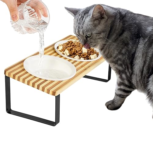 GUUSII HOME Futterstation Katzen Erhöht|Katzen Fressnapf Erhöht|Ergonomischer Katzennapf Erhöht Keramik Napf Katzennapf Erhöht|Katzen Futternapf Katze Erhöht|Fressnapf Katze Holz Keramik (Streifen) GUUSII HOME Futterstation Katzen Erhöht|Katzen Fressnapf Erhöht|Ergonomischer Katzennapf Erhöht Keramik Napf Katzennapf Erhöht|Katzen Futternapf Katze Erhöht|Fressnapf Katze Holz Keramik (Streifen) von GUUSII HOME