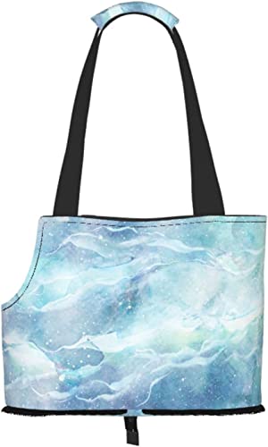 Aquarell-Blauer Marmor-Galaxie-Weichseiten-Reise-Haustier-Tragetasche-Handtaschen-tragbare kleine Haustier-Tragetasche-Umhängetasche von GUVAA