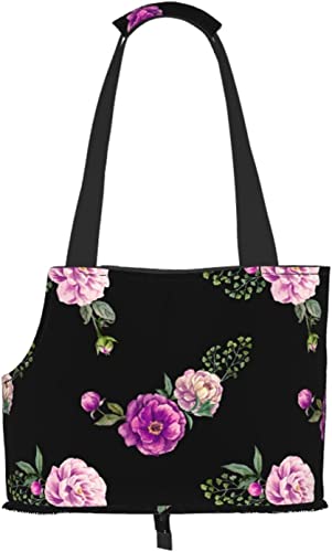 Aquarell Lila Blumen Rosen Weiche Seiten Reise-Haustier-Tragetasche Handtasche Tragbare kleine Haustier-Tragetasche Umhängetasche von GUVAA