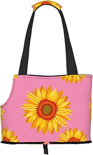 Aquarell-Sonnenblume-Sommer-Rosa-weiche Seiten-Reise-Haustier-Tragetasche-Handtaschen-tragbare kleine Haustier-Tragetasche-Umhängetasche von GUVAA