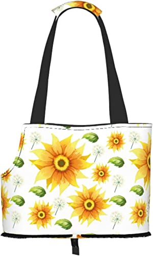 Aquarell-Sonnenblume-Sommer-Weichseiten-Reise-Haustier-Tragetasche-Handtaschen-tragbare kleine Haustier-Tragetasche-Umhängetasche von GUVAA