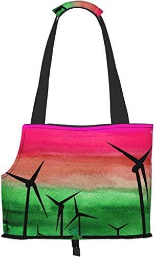 Aquarell Windturbinen Vintage-Stil weich einseitig Reise-Haustier-Tragetasche Handtasche Tragbare kleine Haustier-Tragetasche Umhängetasche Aquarell Windturbinen Vintage-Stil weich einseitig Reise-Haustier-Tragetasche Handtasche Tragbare kleine Haustier-Tragetasche Umhängetasche von GUVAA