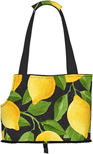 Aquarell-Zitronen-Frucht-Weichseiten-Reise-Haustier-Tragetasche-Handtaschen-tragbare kleine Haustier-Tragetasche-Umhängetasche von GUVAA