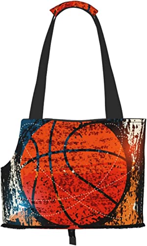 Basketball-Retro-Aquarell-Kunst, weiche Seiten, Reise-Haustier-Tragetasche, Tragetasche, tragbare kleine Haustier-Tragetasche, Umhängetasche von GUVAA