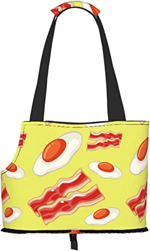 Cartoon Gold Bacon Eggs Weiche Seiten Reise-Haustier-Tragetasche Handtasche Tragbare kleine Haustier-Tragetasche Umhängetasche Cartoon Gold Bacon Eggs Weiche Seiten Reise-Haustier-Tragetasche Handtasche Tragbare kleine Haustier-Tragetasche Umhängetasche von GUVAA