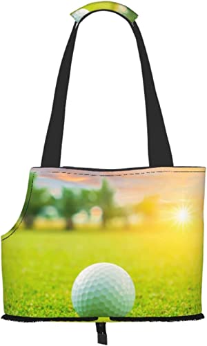 Green Golf Ball Sunset Soft Sided Travel Pet Carrier Tote Handtasche Portable Small Pet Carrier Shoulder Bag von GUVAA