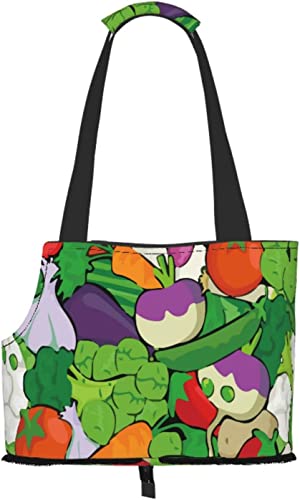 Green Vegetables PEA Vegan Soft Sided Travel Pet Carrier Tote Handtasche Portable Small Pet Carrier Shoulder Bag von GUVAA