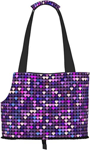 Heart Colrful Glitter Soft Sided Travel Pet Carrier Tote Handtasche Tragbare kleine Haustier-Tragetasche Umhängetasche von GUVAA